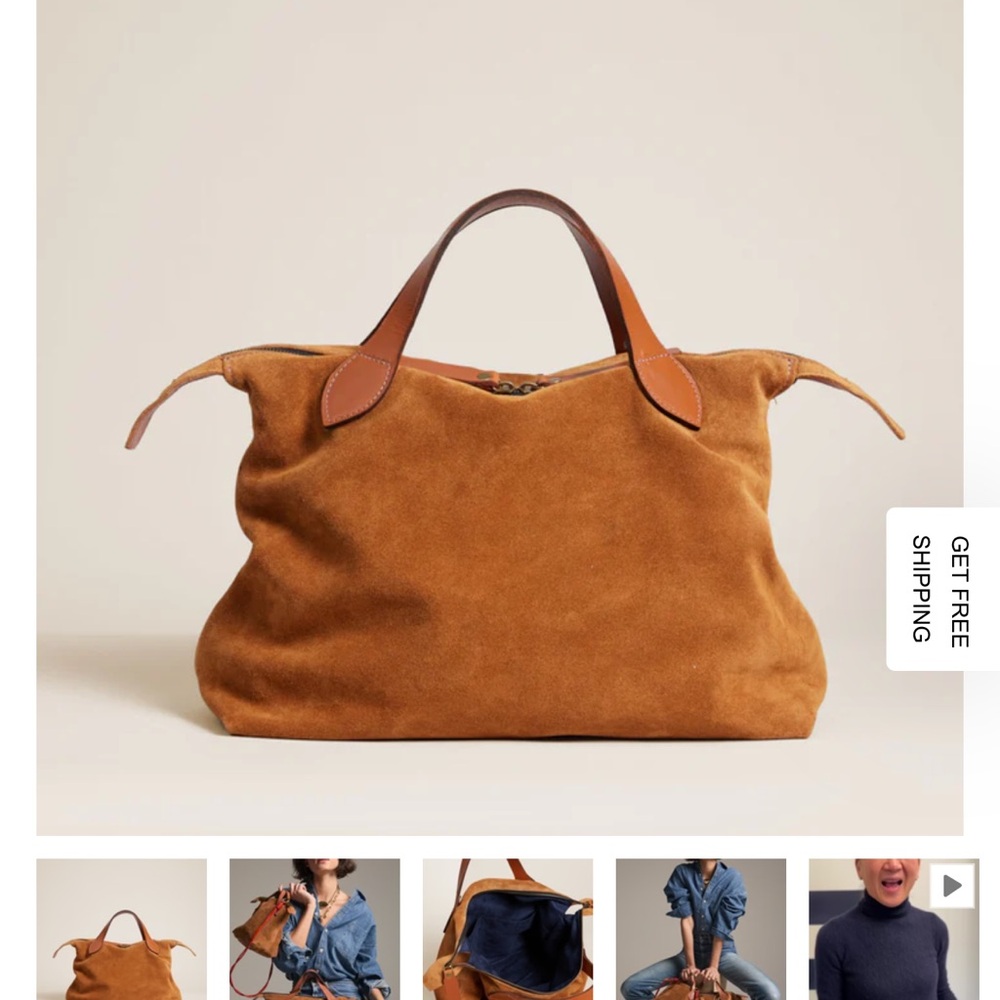 Tan Suede Tote with Relaxed Silhouette